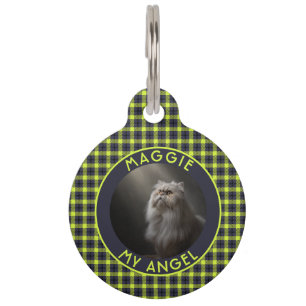 Bold Cat Gift Plaid Pattern Pet Tag