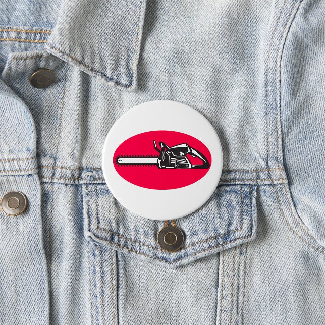 Bold Chainsaw Lumberjack Logging Tool 7.5 Cm Round Badge (Creator Uploaded)