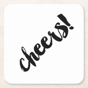 Bold CHEERS! Coasters - Black