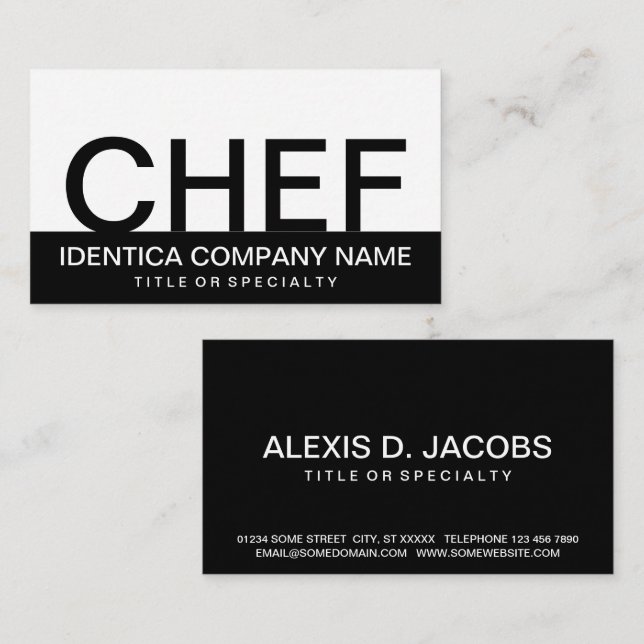 bold CHEF (colour customisable) Business Card (Front/Back)