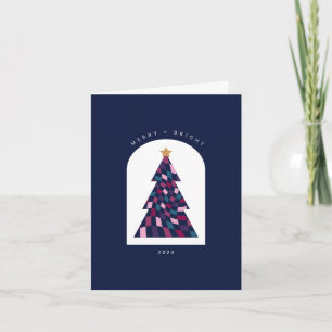 Bold Chequered Christmas Tree Folded Greeting Card