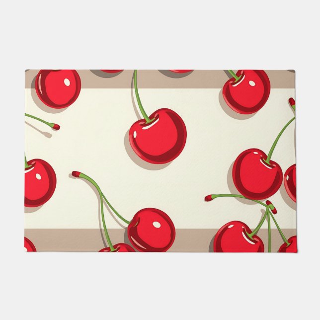 Bold Cherry Pattern Retro Summer Vibes Doormat (Front)