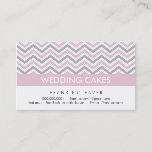 BOLD CHEVRON BUSINESS CARD :: modern pastel pink (Front)