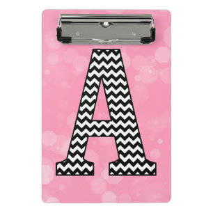 Bold Chevron Letter A on Bubblegum Pink Mini Clipboard