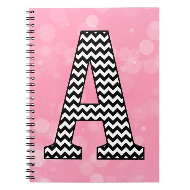 Bold Chevron Letter A on Bubblegum Pink Notebook (Front)
