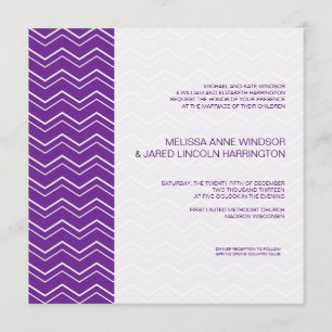 Bold Chevron Stripe Deep Purple Affordable Invitation