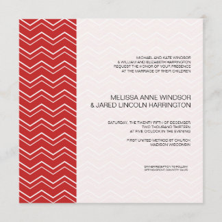 Bold Chevron Stripe Red  Modern Affordable Invitation