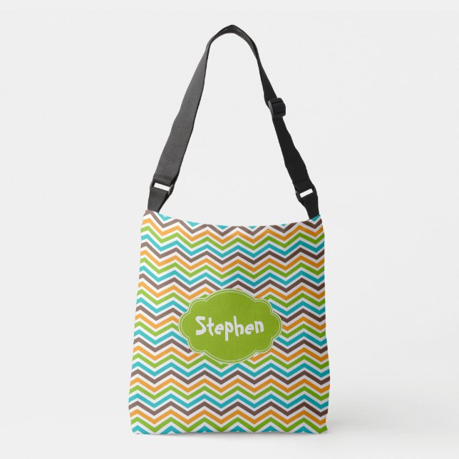 Bold Chevron Stripes Customised Add Name Bag (Front)