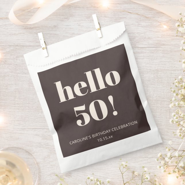 Bold Chic Modern Brown Custom Birthday Party  Favour Bags (Clipped)