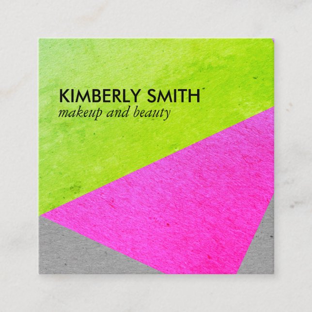 Bold Chic Speckled Colour Blocks Square Business Card (Front)