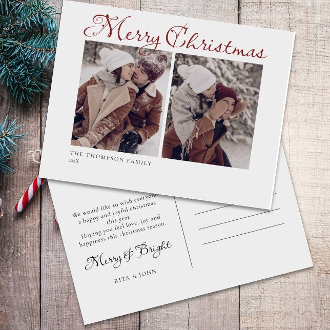 Bold Christmas Family Photos Holiday Postcard (Creator Uploaded)