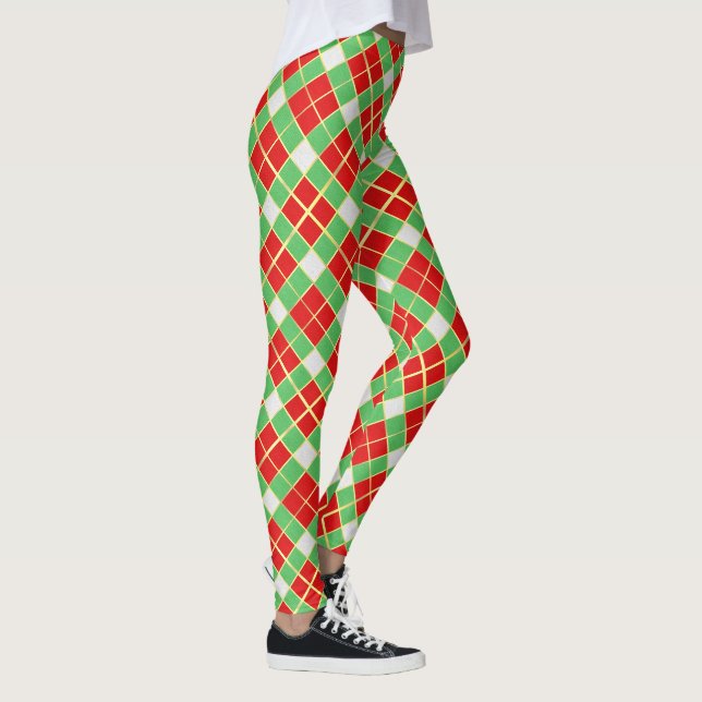 Bold Christmas Red & Green Plaid Leggings (Right)