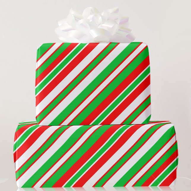 Bold Christmas Stripes Red Green & White Wrapping  Wrapping Paper (Creator Uploaded)