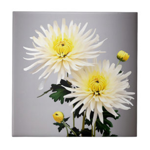 Bold Chrysanthemum Abstract Tile
