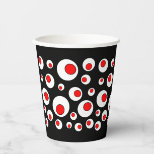 Bold Circle Abstract Design Red White black Paper Cups