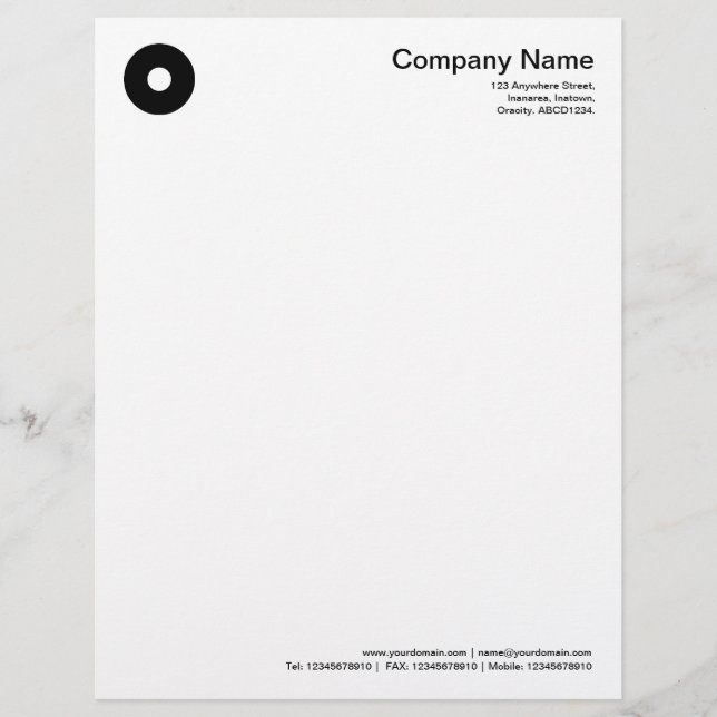 Bold Circle II - Black Personalized Letterhead (Front)