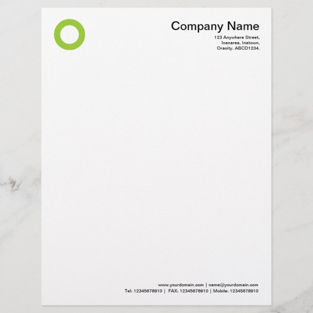 Bold Circle - Martian Green Custom Letterhead (Front)