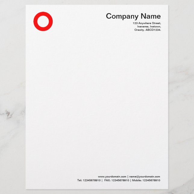 Bold Circle - Red Custom Letterhead (Front)