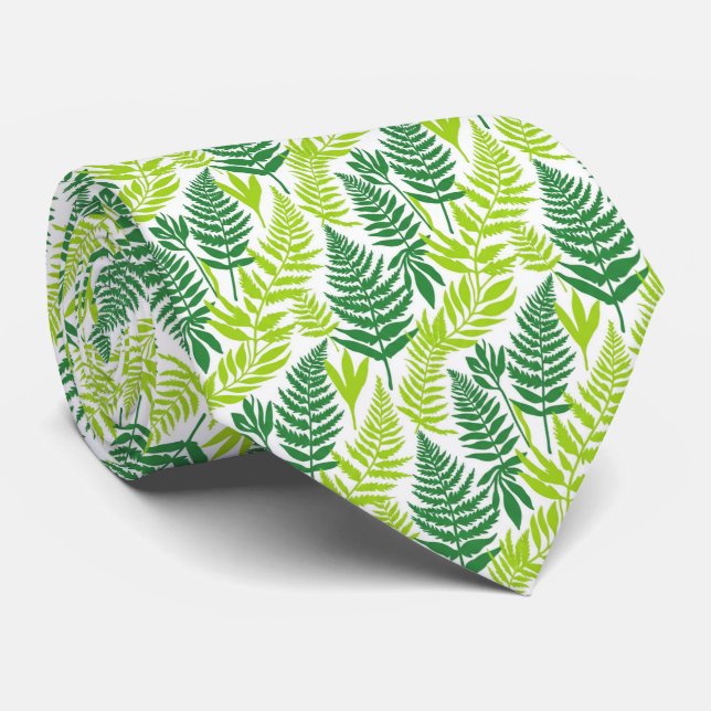 Bold Citrus Green Statement Botanical Fern Pattern Tie (Rolled)