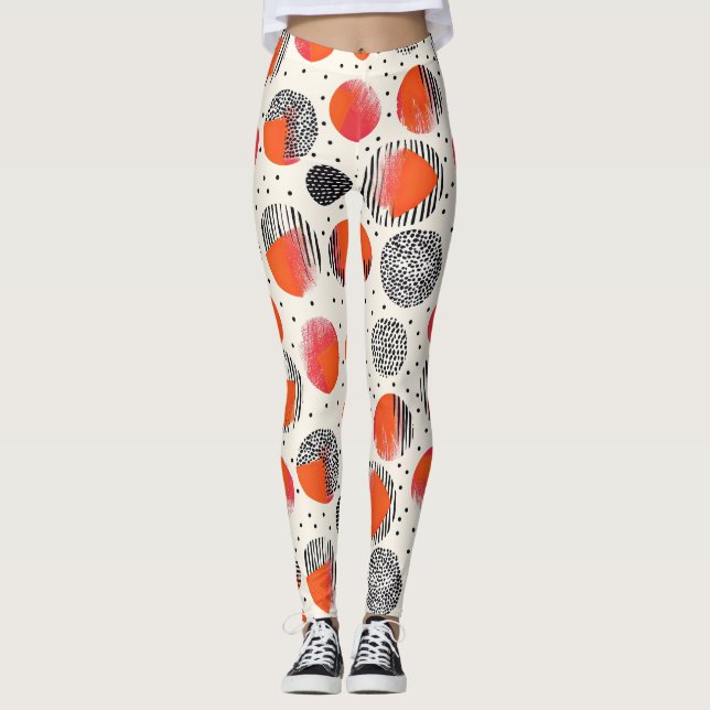 Bold Citrus Slice Stripes (10) Leggings (Front)