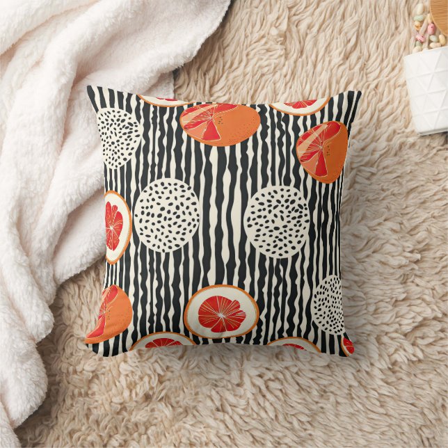 Bold Citrus Slice Stripes (1) Cushion (Blanket)