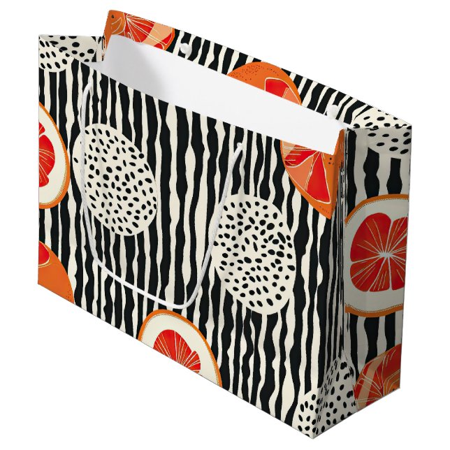 Bold Citrus Slice Stripes (1) Large Gift Bag (Front Angled)