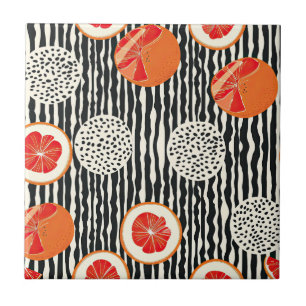 Bold Citrus Slice Stripes (1) Tile