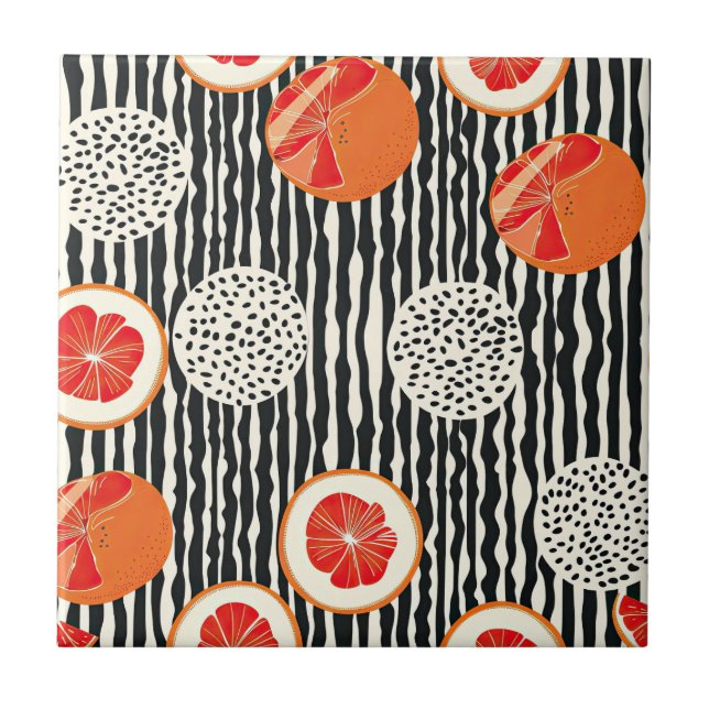 Bold Citrus Slice Stripes (1) Tile (Front)