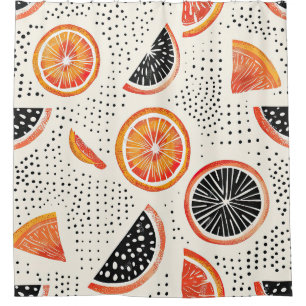 Bold Citrus Slice Stripes (2) Shower Curtain