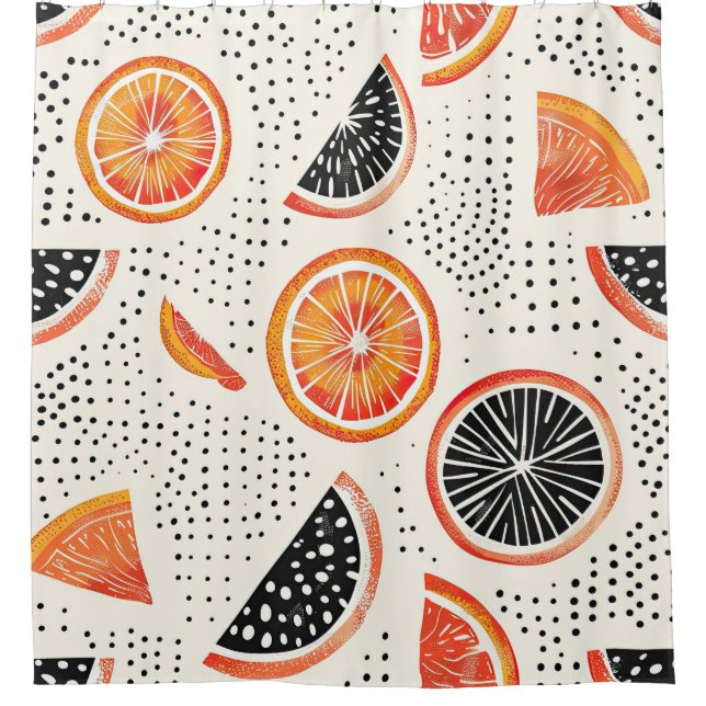 Bold Citrus Slice Stripes (2) Shower Curtain (Front)