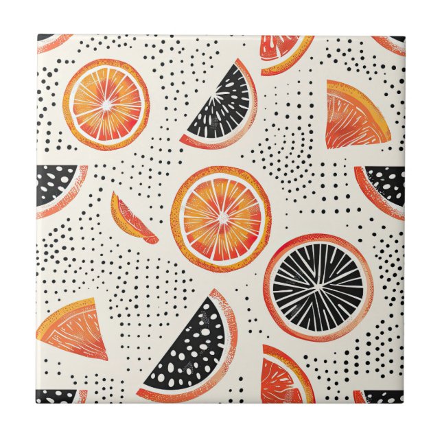Bold Citrus Slice Stripes (2) Tile (Front)
