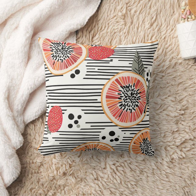 Bold Citrus Slice Stripes (3) Cushion (Blanket)