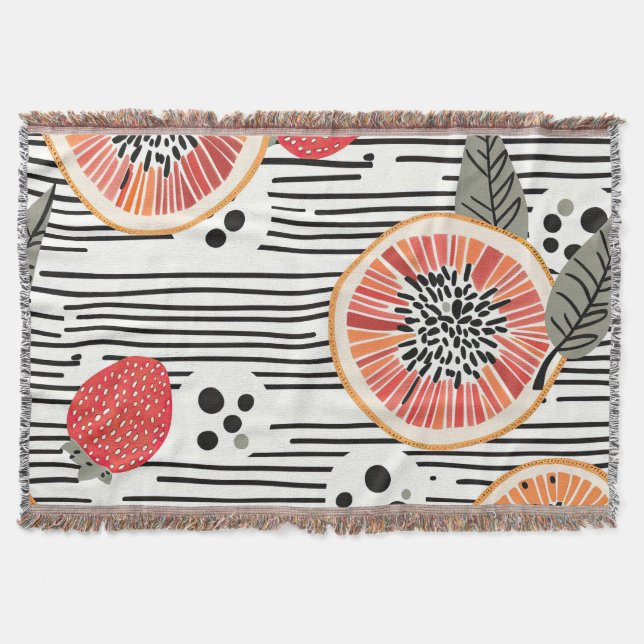 Bold Citrus Slice Stripes (3) Throw Blanket (Front)