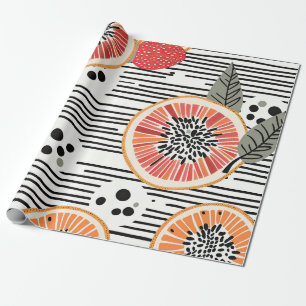 Bold Citrus Slice Stripes (3) Wrapping Paper
