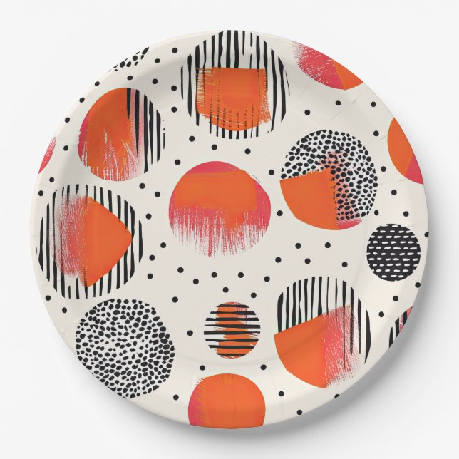 Bold Citrus Slice Stripes (4) Paper Plate (Front)