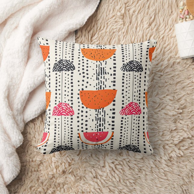 Bold Citrus Slice Stripes (5) Cushion (Blanket)