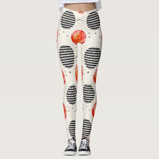 Bold Citrus Slice Stripes (5) Leggings (Front)