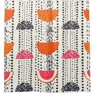 Bold Citrus Slice Stripes (5) Shower Curtain