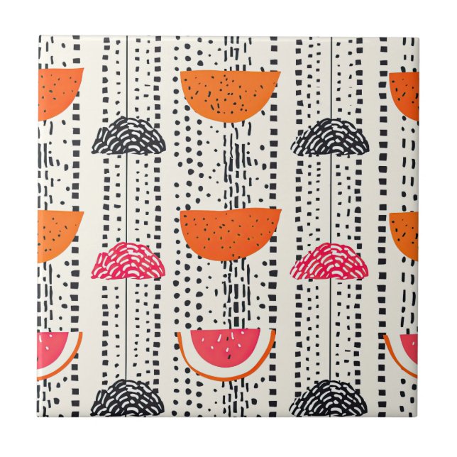 Bold Citrus Slice Stripes (5) Tile (Front)