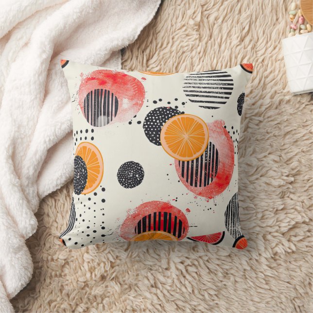 Bold Citrus Slice Stripes (6) Cushion (Blanket)