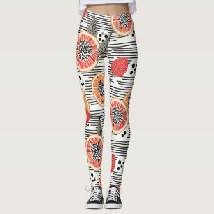 Bold Citrus Slice Stripes (7) Leggings