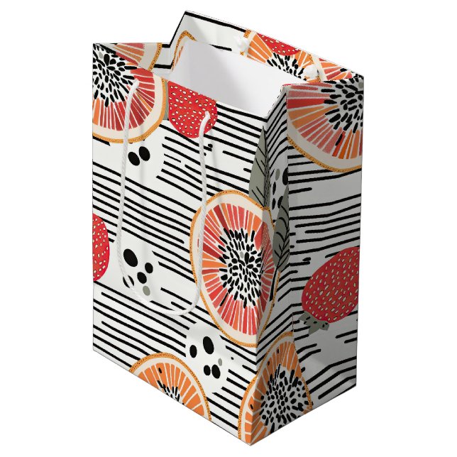 Bold Citrus Slice Stripes (7) Medium Gift Bag (Front Angled)