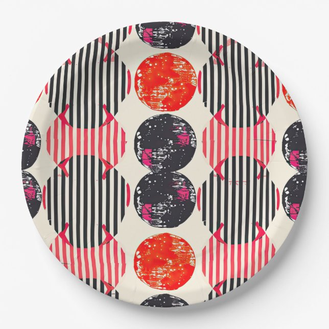 Bold Citrus Slice Stripes (7) Paper Plate (Front)
