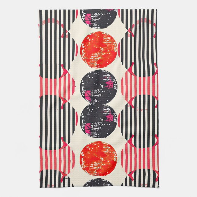 Bold Citrus Slice Stripes (7) Tea Towel (Vertical)