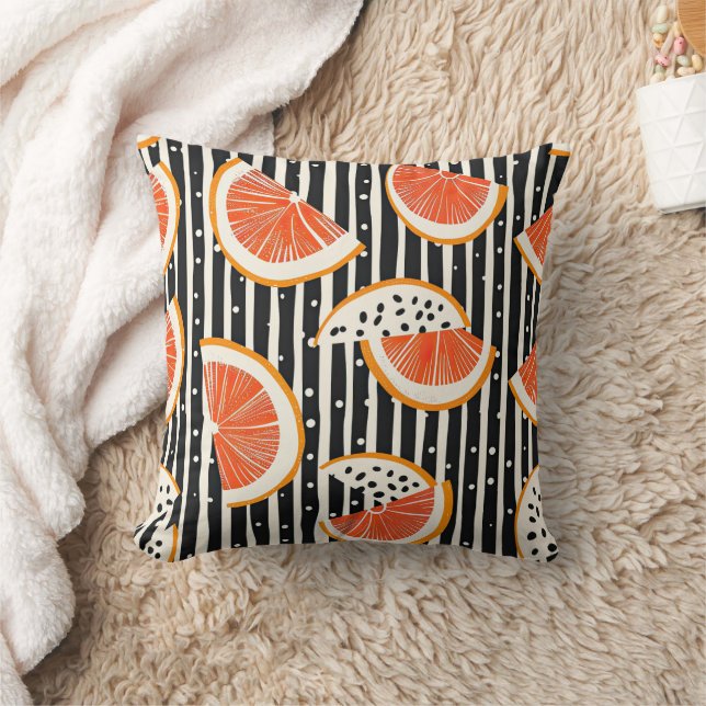 Bold Citrus Slice Stripes (8) Cushion (Blanket)