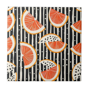 Bold Citrus Slice Stripes (8) Tile
