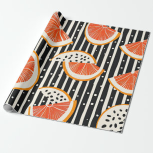 Bold Citrus Slice Stripes (8) Wrapping Paper