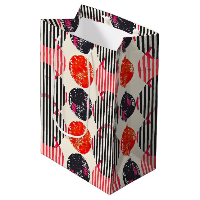 Bold Citrus Slice Stripes (9) Medium Gift Bag (Front Angled)