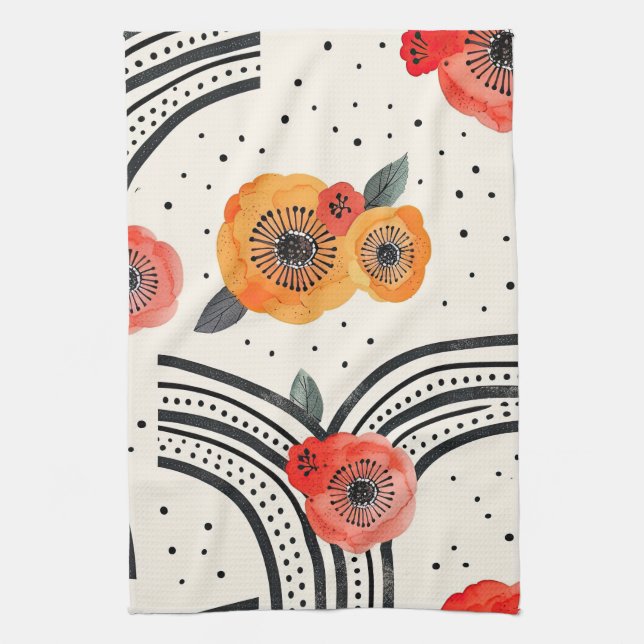 Bold Citrus Slice Stripes (9) Tea Towel (Vertical)