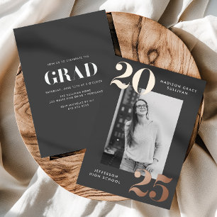 Bold Class of 2025 Grey Photo Graduation